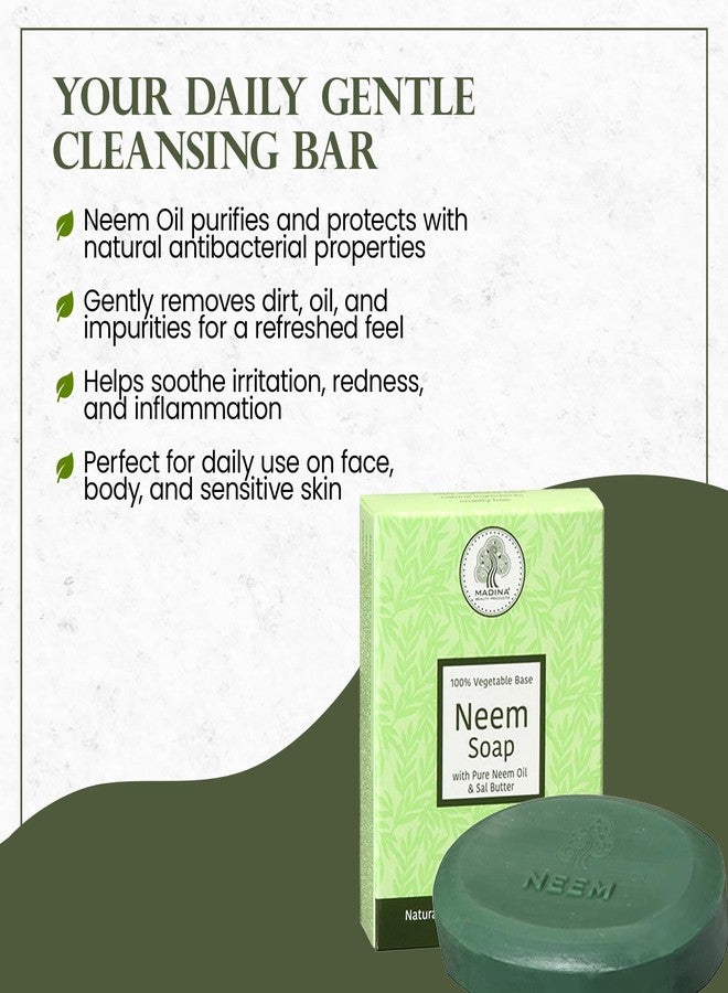 Madina Neem Advance Soap Bar – Deep Cleansing, Purifying, Moisturizing, Vegetable-Based, Halal & RSPO Certified, Gentle Cleanser for Face & Body, 6 Pack (3.5 oz Each) - Image 3